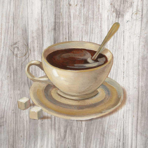 Coffee Time VI on Wood White Modern Wood Framed Art Print with Double Matting by Vassileva, Silvia