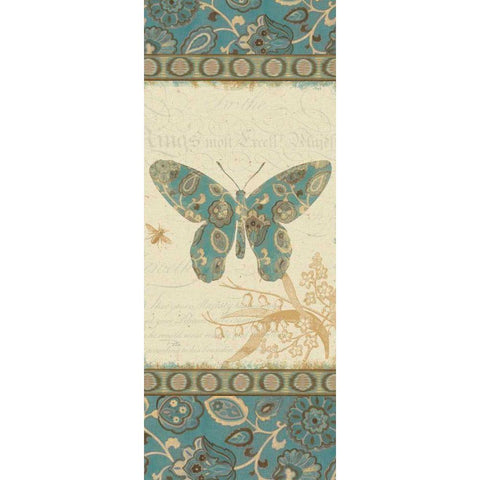 Natures Pattern II in Blue Gold Ornate Wood Framed Art Print with Double Matting by Pela