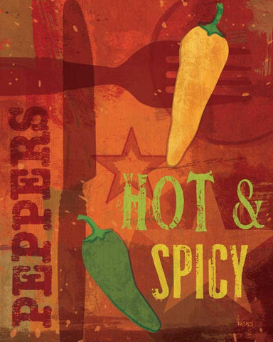 Pimento II White Modern Wood Framed Art Print with Double Matting by Charron, Veronique