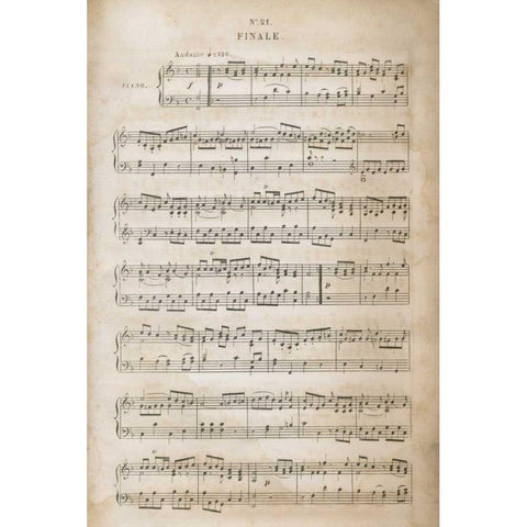 Sheet of Music IV Black Modern Wood Framed Art Print by Wild Apple Portfolio