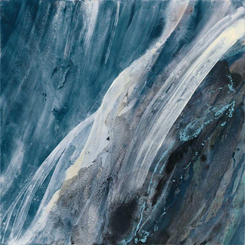 Splash Indigo White Modern Wood Framed Art Print with Double Matting by Hristova, Albena