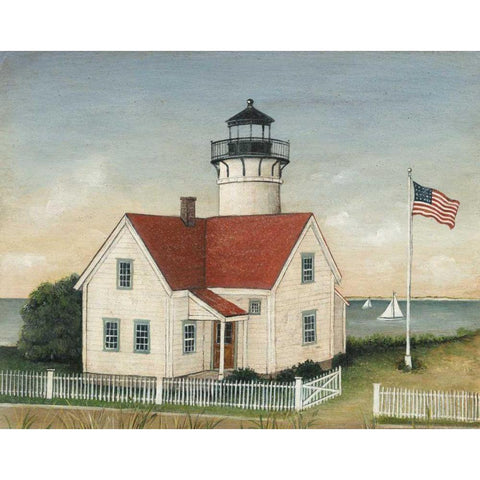 Lighthouse Keepers House Black Modern Wood Framed Art Print with Double Matting by Brown, David Carter