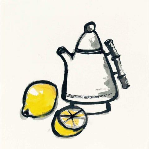 Tea and Lemons White Modern Wood Framed Art Print by Paschke, Chris