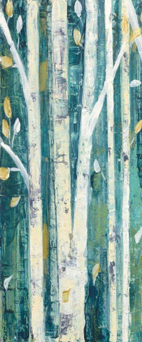 Birches in Spring Panel I White Modern Wood Framed Art Print with Double Matting by Purinton, Julia