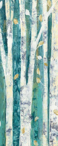 Birches in Spring Panel III White Modern Wood Framed Art Print with Double Matting by Purinton, Julia