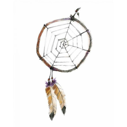 Indian Dreamcatcher White Modern Wood Framed Art Print by Tillmon, Avery