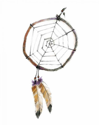 Indian Dreamcatcher White Modern Wood Framed Art Print with Double Matting by Tillmon, Avery