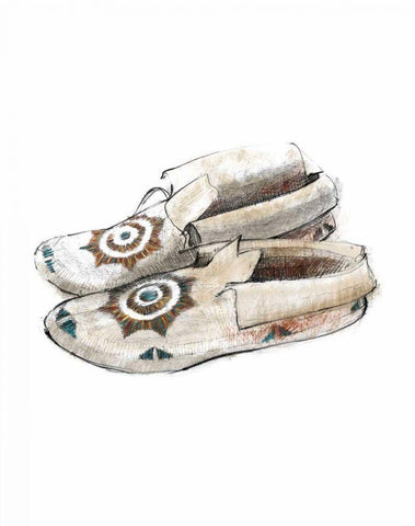 Indian Moccasins Black Ornate Wood Framed Art Print with Double Matting by Tillmon, Avery