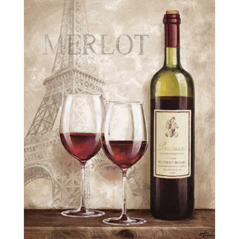 Wine in Paris III White Modern Wood Framed Art Print by Penner, Janelle