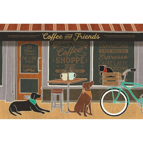 Coffee and Friends I Black Modern Wood Framed Art Print by Charron, Veronique