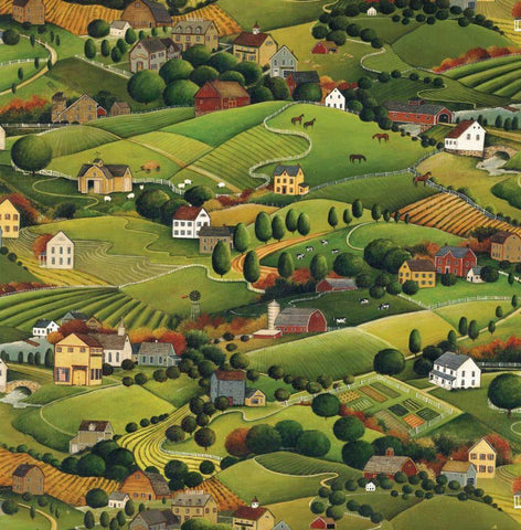 Pleasant Valley Black Ornate Wood Framed Art Print with Double Matting by Brown, David Carter