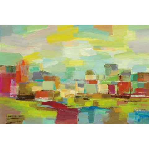 Town by the River White Modern Wood Framed Art Print by Vassileva, Silvia