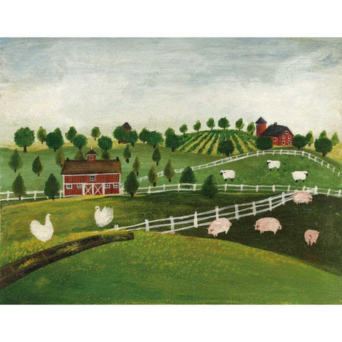 A Day at the Farm I Bright Gold Ornate Wood Framed Art Print with Double Matting by Brown, David Carter