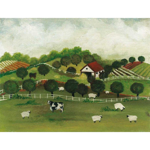 A Day at the Farm II Bright White Modern Wood Framed Art Print by Brown, David Carter