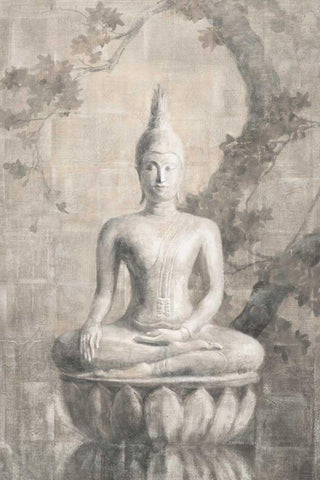Buddha Neutral Black Ornate Wood Framed Art Print with Double Matting by Nai, Danhui