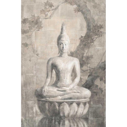 Buddha Neutral White Modern Wood Framed Art Print by Nai, Danhui