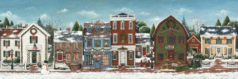 Christmas Village Crop White Modern Wood Framed Art Print with Double Matting by Brown, David Carter