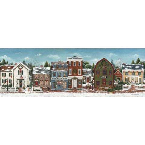 Christmas Village Crop Black Modern Wood Framed Art Print with Double Matting by Brown, David Carter
