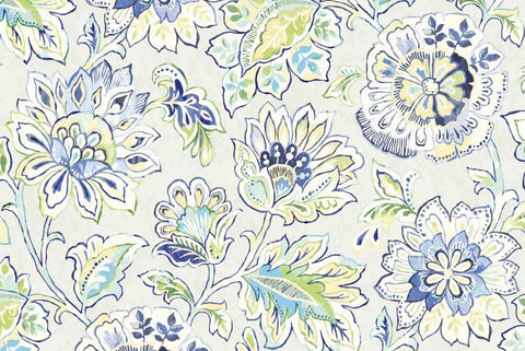 Ceylon Gardens II Indigo White Modern Wood Framed Art Print with Double Matting by Wild Apple Portfolio