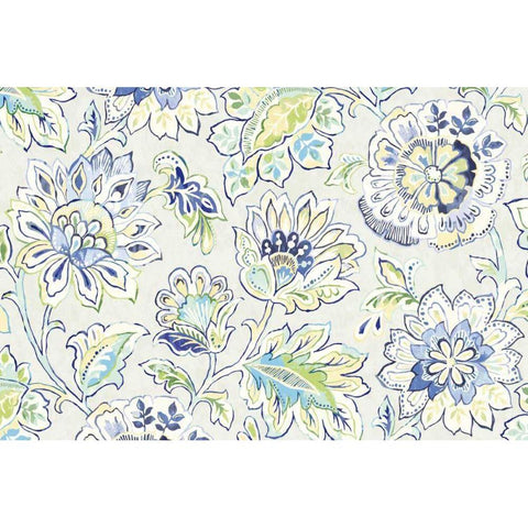 Ceylon Gardens II Indigo White Modern Wood Framed Art Print by Wild Apple Portfolio