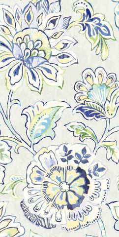 Ceylon Gardens VII Indigo White Modern Wood Framed Art Print with Double Matting by Wild Apple Portfolio