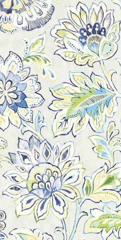 Ceylon Gardens VIII Indigo White Modern Wood Framed Art Print with Double Matting by Wild Apple Portfolio