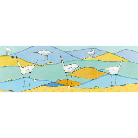 Marsh Egrets I Black Modern Wood Framed Art Print by Adams, Phyllis