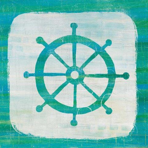 Ahoy IV Blue Green White Modern Wood Framed Art Print by Averinos, Melissa