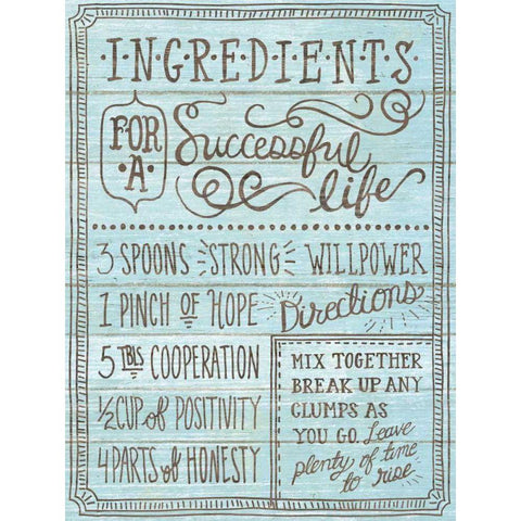 Ingredients For Life I Blue Black Modern Wood Framed Art Print with Double Matting by Urban, Mary