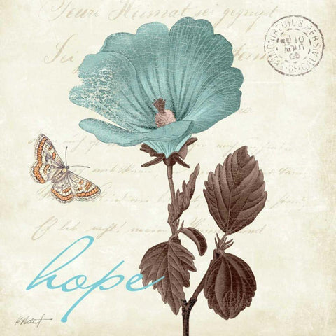 Touch of Blue III - Hope Black Modern Wood Framed Art Print by Pertiet, Katie