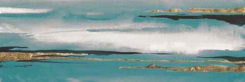 Gilded Storm I Teal Grey Crop White Modern Wood Framed Art Print with Double Matting by Paschke, Chris