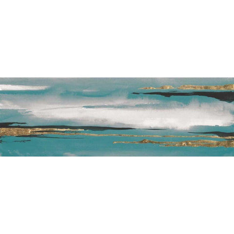 Gilded Storm I Teal Grey Crop Black Modern Wood Framed Art Print by Paschke, Chris