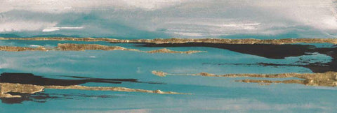 Gilded Storm II Teal Grey Crop White Modern Wood Framed Art Print with Double Matting by Paschke, Chris