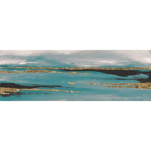 Gilded Storm II Teal Grey Crop Black Modern Wood Framed Art Print by Paschke, Chris