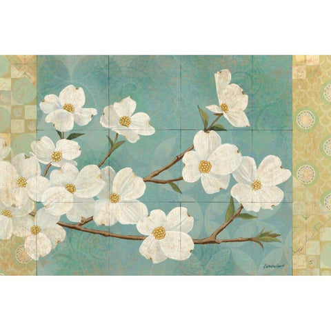 Kimono Blossoms White Modern Wood Framed Art Print by Lovell, Kathrine