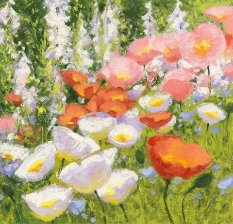 Garden Pastels II White Modern Wood Framed Art Print with Double Matting by Novak, Shirley