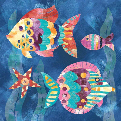 Boho Reef Fish II White Modern Wood Framed Art Print by Wild Apple Portfolio