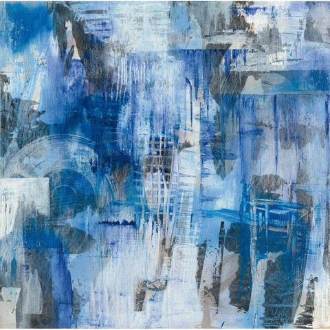 Industrial Blue White Modern Wood Framed Art Print by Averinos, Melissa