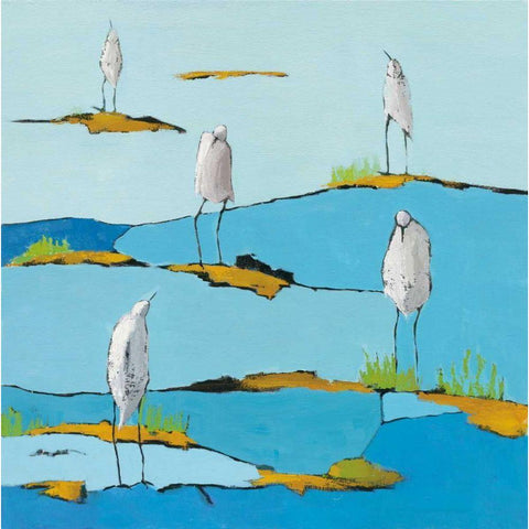 Beach Bums v2 Black Modern Wood Framed Art Print with Double Matting by Adams, Phyllis