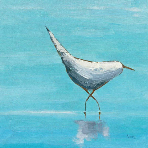Egret I Bright Black Modern Wood Framed Art Print by Adams, Phyllis
