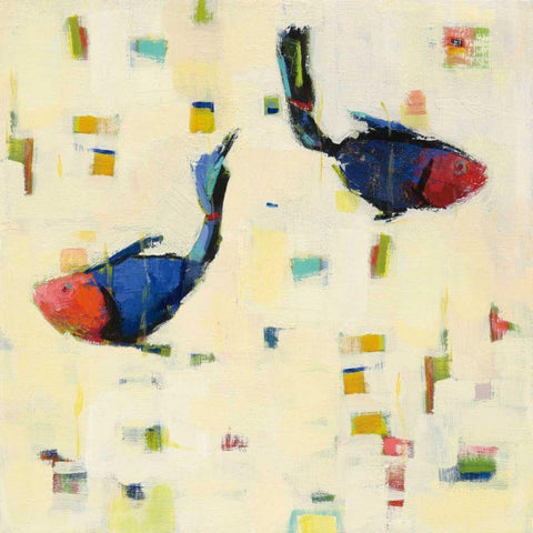 One Fish Two Fish Big White Modern Wood Framed Art Print with Double Matting by Adams, Phyllis