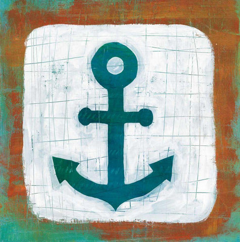 Ahoy III Red Blue Black Ornate Wood Framed Art Print with Double Matting by Averinos, Melissa