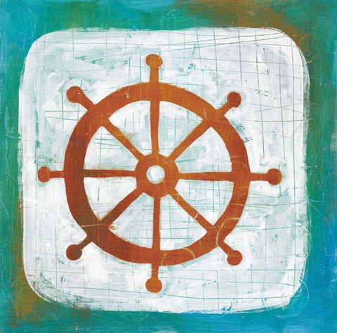 Ahoy IV Red Blue Black Ornate Wood Framed Art Print with Double Matting by Averinos, Melissa