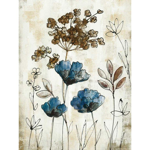 Botanical Trio II Neutral Crop Black Modern Wood Framed Art Print with Double Matting by Vassileva, Silvia