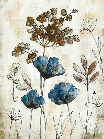 Botanical Trio II Neutral Crop Black Ornate Wood Framed Art Print with Double Matting by Vassileva, Silvia