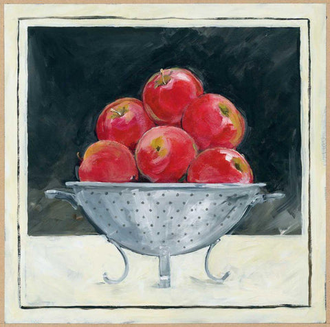 Apples in Colander White Modern Wood Framed Art Print with Double Matting by Tillmon, Avery