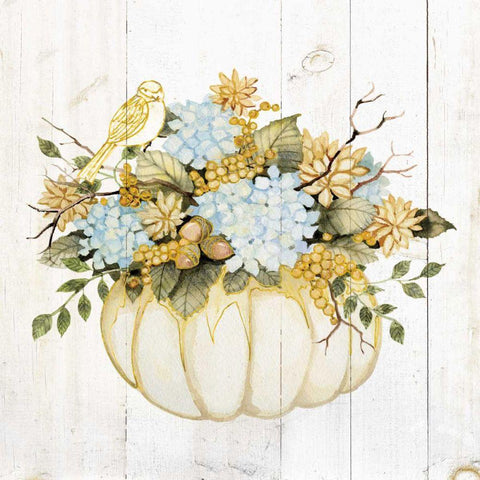 Autumn Elegance III Gold White Modern Wood Framed Art Print with Double Matting by McKenna, Kathleen Parr