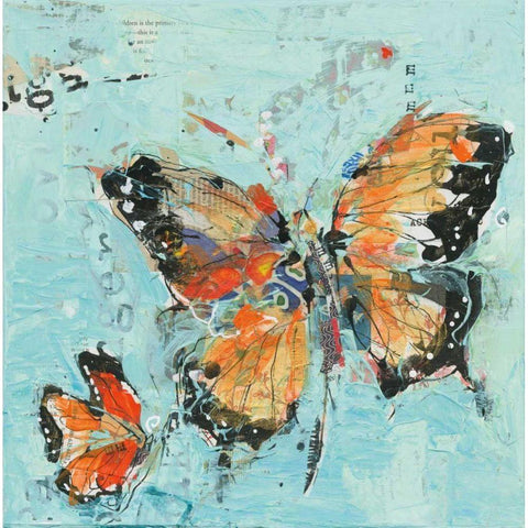 Monarch II Light Blue Black Modern Wood Framed Art Print with Double Matting by Day, Kellie