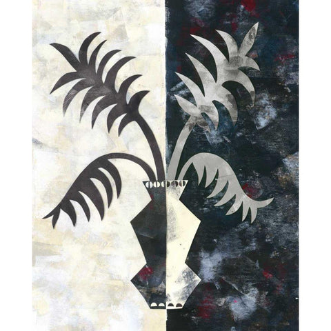 Pretty Palms II Neutral Black Modern Wood Framed Art Print with Double Matting by Wild Apple Portfolio