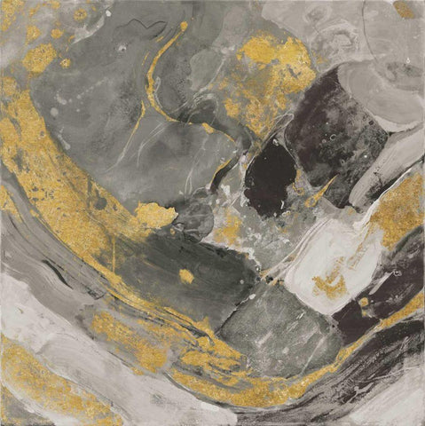 Arroyo Gold and Black White Modern Wood Framed Art Print with Double Matting by Hristova, Albena